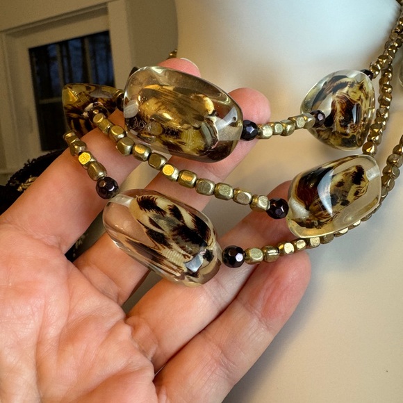Chico’s Three-Strand Leopard Detail Necklace - Picture 2 of 7
